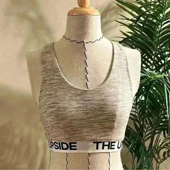 The Upside Racerback Sports or Lounge Bra - Heather Beige, | Size 6 | Logo Band - Picture 3 of 6